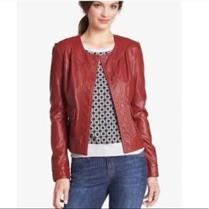 Kut from the Kloth Faux Leather Jacket in Brick